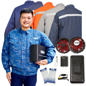 áo quạt gió, áo quạt gió azuki - Áo điều hòa chính hãng KAW, pin khỏe, đầy đủ các Size bảo hành tận nhà 12 tháng