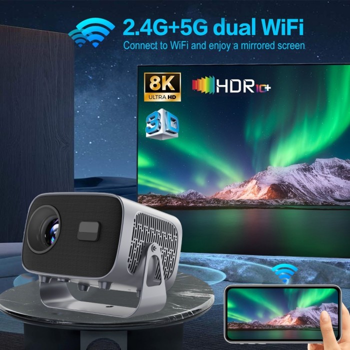 Máy chiếu Mini cao cấp 4K K670 Plus Full HD, Độ sáng cao, Kết nối wifi, Bluetooth